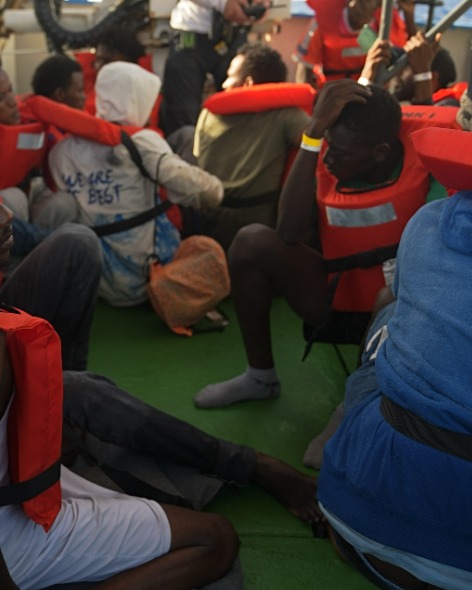 Rescued persons aboard the Sea Punk I