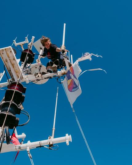 crew member on Sea Punk I working on antenna