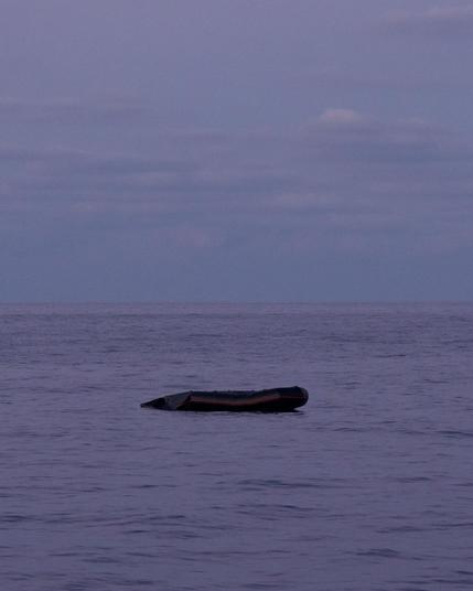empty rubber boat sinking