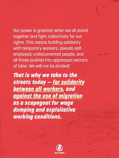 white text on red background
