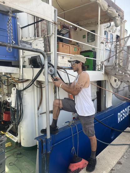 crew member working on repairs