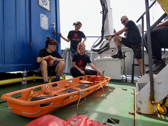 Crew member of Sea Punk I during medevac training
